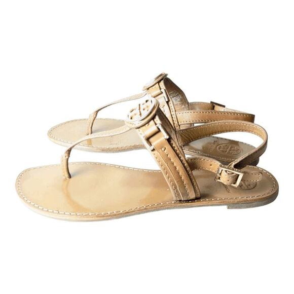 TORY BURCH Everly Brown Leather T-Strap Sandal Size 8.5M - Picture 3 of 7